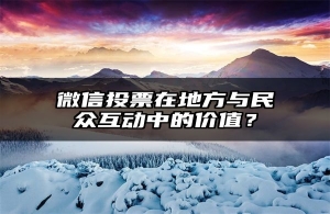 微信投票在地方与民众互动中的价值？